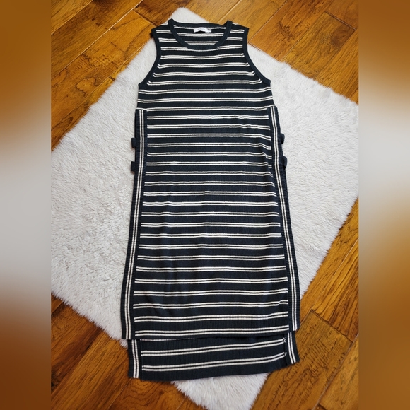 Mer Sea Anywhere Tunic Open Sides Navy Blue Stripes Women's Small/Medium - Picture 4 of 10